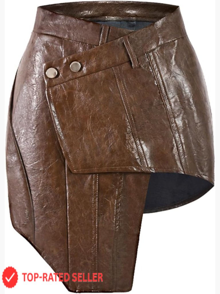 Pu Mini Skirt High Waisted Bodycon Wrap Asymmetrical Y2k Chic Date Night